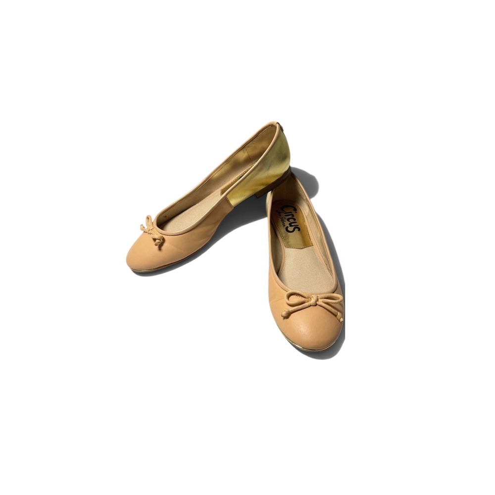 Circus by Sam Edelman Leather Nude Gold Foil Ballet Flats Bow Feminine Classic 8